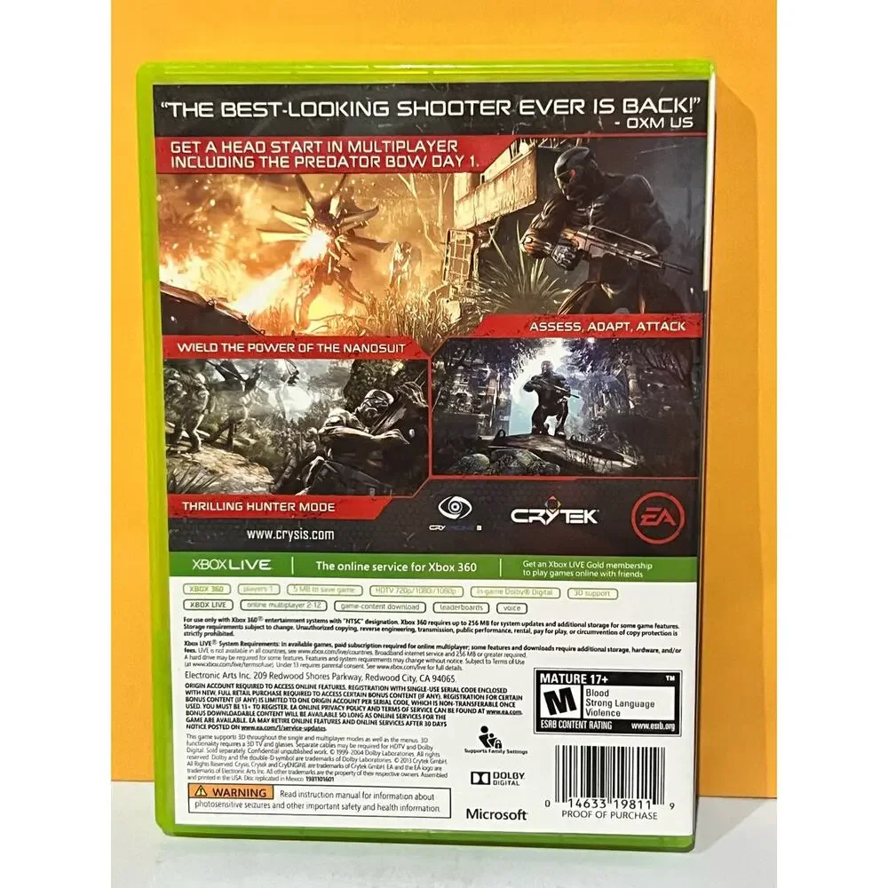 Xbox 360 Crysis 3 Hunter EditionVideo Game Used With Manual